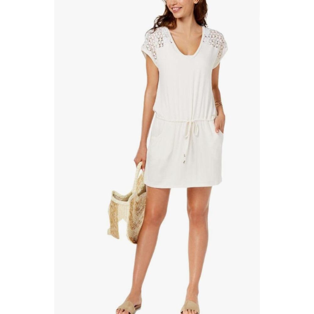 Calvin Klein Crochet-ShouldervCover Up Tunic Dress Women's Small Medium